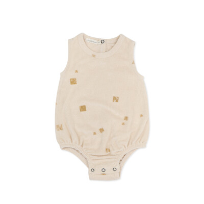 Sleeveless frotté onesie tiles